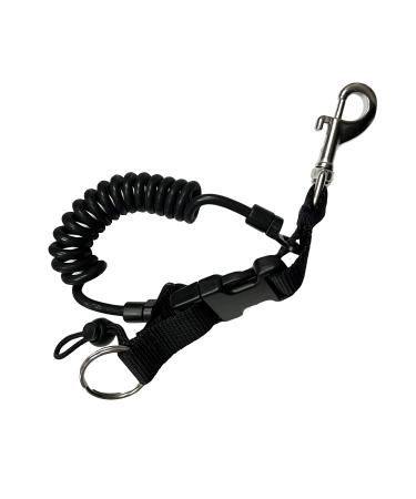Scuba Choice Shark Coil Lanyard with 1 Steel Snap and Quick Release Buckles, Black