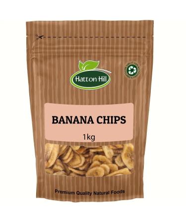 Banana Chips 1kg by Hatton Hill Dried Slice Sweetened Crunchy Vegan (No Honey) & Non-GMO