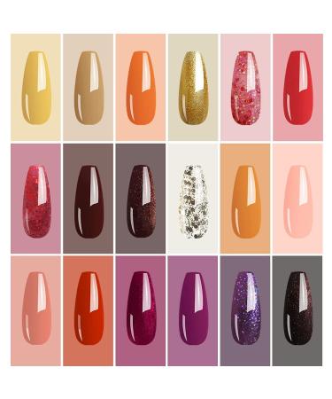Clou Beaute Cozy Campfire Collection Gel Nail Polish Kit - 18 Fall Winter Colors | Orange Yellow Green Soak Off Polish Set with Lamp Base and Top Coat | 8ml Manicure Gift for Women - S22-07 - Buy Online on SooperMarket.com
