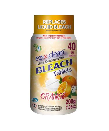 New and Improved Formula Ultra Concentrated Water Activated Bleach Tablets for Laundry and Multipurpose Cleaning. 40 Tablets 7.05 OZ Phosphate Free Replaces Liquid Bleach (Orange)