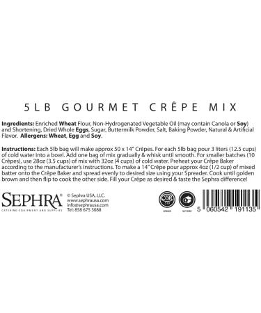 Sephra Gourmet Crepe Mix 5lb Bag - Just Add Water for Breakfast, Lunch & Dinner | Nut-Free, Kosher Dairy - Perfect for Any Occasion! - Buy Online on SooperMarket.com