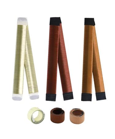 6 PCS Hair Bun Maker Women's Hair Bun Maker Magic Hair Bun Maker Hair Donut Bun Maker Bun Makers For Hair French Twist Fold Wrap Snap Band Design Twist Bun Shaper For Girls Women 3 Colors