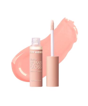 Ruby Kisses Lip Gloss Butter Bomb Gloss Non-Sticky Lip Gloss Vitamin E Natural Nude Lip Makeup - 7.8mL (0.26 US fl.oz) (Babydoll)