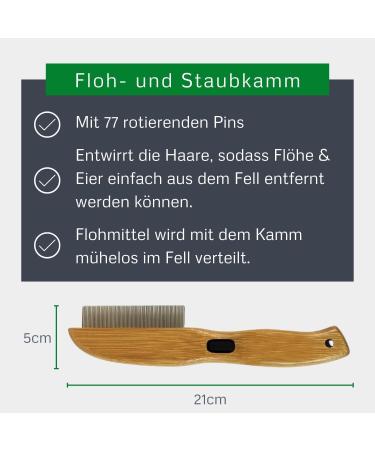 Bamboo Groom Flea Comb | 77 Rotating Pins for Cats & Dogs | Eco-Friendly Pet Grooming Tool for Effective Flea Removal - Buy Online on SooperMarket.com