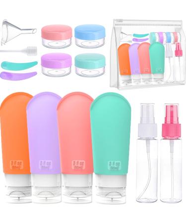 Travel Bottles for Toiletries 15PCS Travel Bottles Leak Proof Refillable Squeezable Containers for Lotion Liquid Shampoo Travel Toiletries BPA Free 15pcs - Silicone Travel Bottle