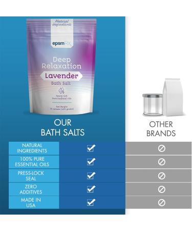 epsmRx Deep Relaxation Bath Salt 15 Oz - Lavender Essential Oil Epsom Salt Bath Soak - 15 Ounce Pack - Buy Online on SooperMarket.com