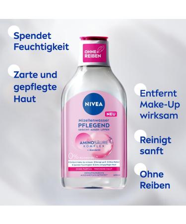 Nivea Nourishing Micellar Water for Dry Skin | Moisturizing Facial Cleanser with Almond Oil & Amino Acids (400ml) - Buy Online on SooperMarket.com