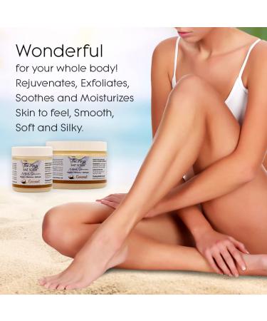 Keys Florida Sea Salt Body Scrub 3.4oz - Exfoliating Scrub for Hands, Feet, and Bikini Area - Organic Coconut Essential Oil - Includes Wooden Spoon - Men and Women - Buy Online on SooperMarket.com