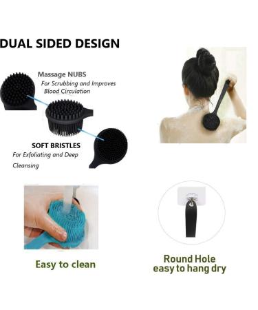 Cinlitek Long Handle Silicone Body Scrubber for Shower - Back Brush and Exfoliator - Buy Online on SooperMarket.com