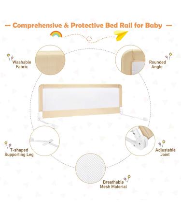 Costzon Double Sided Bed Rail Guard  2 Pack  Extra Long Swing Down Safety Guard w/ Straps  Folding Baby Bedrail for Kids Twin Double Full Queen King Mattress  Beige 59 Inch Beige 59 inch (Pack of 2) - Buy Online on SooperMarket.com