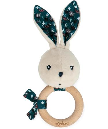 Kaloo KDoux Baby Bite Ring - FSC Wood Plush Rabbit with Bell - Sensory Development Toy for Infants - Nature Motif - K216000 White - Buy Online on SooperMarket.com