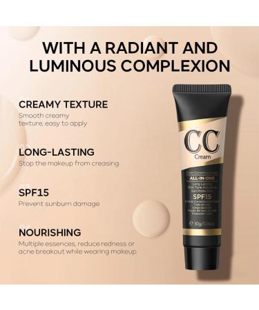 CC Cream Color Correction Cream with SPF 15+ All-In-One Full Coverage Foundation Concealer Full Coverage Anti-Redness Skin Tone Adjusting Sun Protection Natural Glowy Makeup Medium 30g 40.00 ml (Pack of 1) Medium - Buy Online on SooperMarket.com
