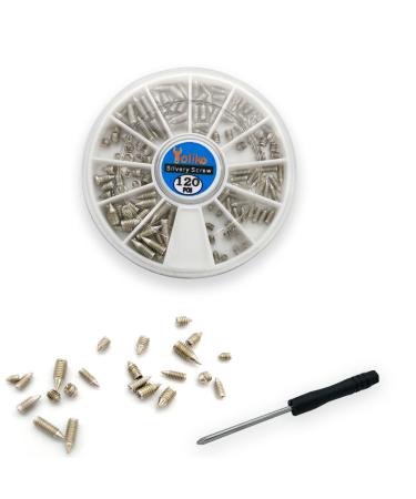 120 pcs Nickel Plated Tip Screws Pointed Cross Slot Leather Accessories 12 Sizes Belt Screws Include M2*3-M2*6, M2.5 * 3-M2.5 * 8, M3*3-M3*8 with 2mm Screwdriver for Belt Buckle Wallet Handbag Purse Silver 120 pcs in 12 size