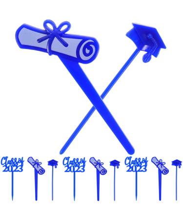 TENDYCOCO 30pcs 2023 delicate cake supplies 2023 cupcake toppers graduate grad cake decorations props graduation cupcake picks graduation hat paper cup food pick class of 2023 decorations Blue