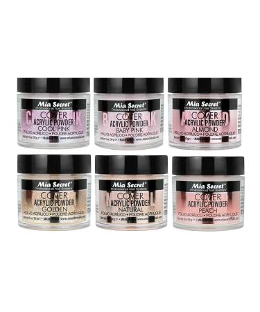 Mia Secret Acrylic Powder COVER Set - Baby Pink/Cool Pink/Natural/Peach/Almond/Golden - 1 oz (6pc) - Buy Online on SooperMarket.com