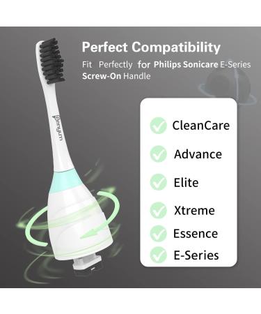 Charcoal Whitening Toothbrush Heads for Philips Sonicare E-Series - Replacement Brush Head for Essence Electric Toothbrush - Sonic Care Compatible - Buy Online on SooperMarket.com