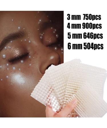 Pearl Rhinestone Stickers for Eyes, Face & Body - 3D Self Adhesive White Pearl Jewels for Makeup, Nails & DIY Crafts - 4 Sheets - Buy Online on SooperMarket.com