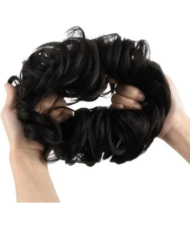 Vlasy Messy Bun Hair Piece 1B# 60g | Curly Wavy Scrunchies Extension for Women | Synthetic Chignons Updo Hairpiece Accessories for Girls - Buy Online on SooperMarket.com
