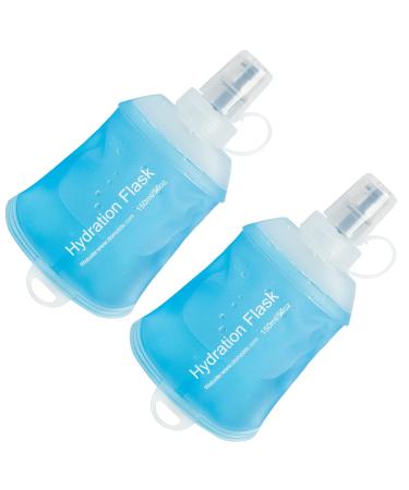Axen 150ml Soft Flask TPU Foldable Running Hydration Flask Soft Collapsible Water Bottle for Hydration Pack Cycling Marathon Running Hiking Pack of 2