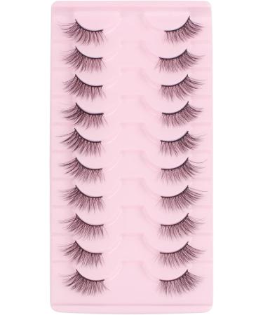 Glowingwin Half Wispy Cat Eye False Eyelashes | Natural Look 10 Pairs Soft Handmade Reusable Faux Mink Corner Lashes - Buy Online on SooperMarket.com