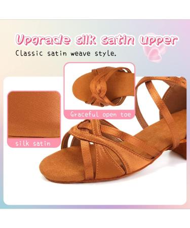 HIPPOSEUS Girls Latin Dance Shoes Low Heel Satin Ballroom Salsa Dance Practice Performance Dancing Shoes - Model 3038 (Brown, Size 4 Big Kid) - Buy Online on SooperMarket.com
