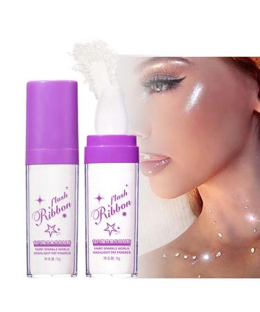 Polvo De Hadas Highlighter Face Blusher Patting Powder Stick Body Brightens Natural Three-dimensional Fairy Highlighter for Hair Face Body Glow (01 White moonbeam)