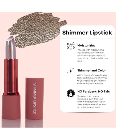 Mynena Nude Shimmer Lipstick with Silver Gold Glitter - Hydrating Formula, Vibrant Color | Talc-Free, Paraben-Free, Gluten-Free, Cruelty-Free, Sulfate-Free - Ginger - Buy Online on SooperMarket.com