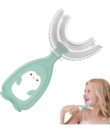 U-Shaped Toothbrush for Kids - Silicone Baby Toothbrush for Effective Mouth Cleaning | Eco-Friendly Green Design - Buy Online on SooperMarket.com