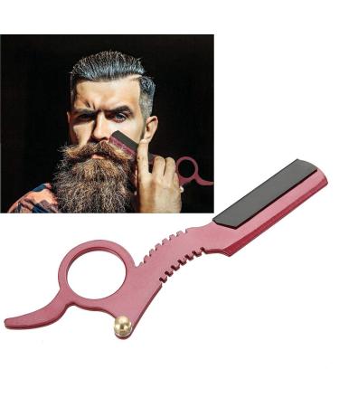Manual Stainless Steel Men's Razor - Thumb Shape Straight Shaver for Facial Hair Removal (Red) - International Shipping Available - Buy Online on SooperMarket.com
