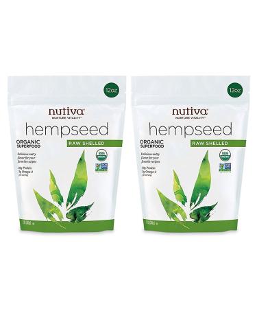 Nutiva Organic Raw Shelled Hempseed from non-GMO, Sustainably Framed Canadian Hemp, 12 Ounce (Pack of 2)