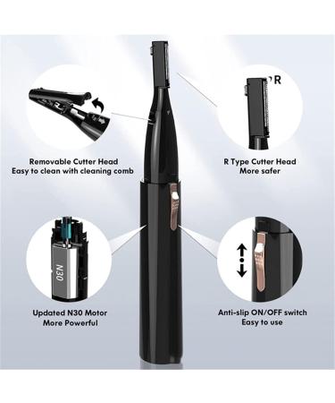 Portable Eyebrow Shaper Trimmer Kit - Double-Sided Cutter Head & Pencil Hair Remover for Effortless Eyebrow Grooming - Black - Ship Internationally - Buy Online on SooperMarket.com