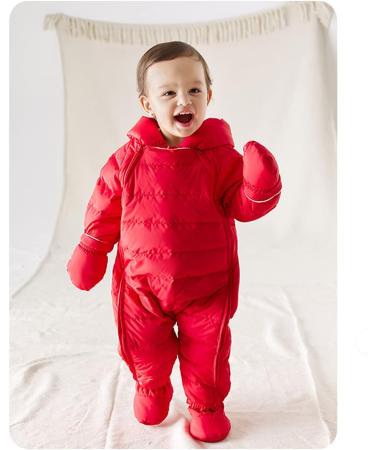 Famuka Baby Winter Warm Down Snowsuit Hooded Puffer Outwear Red 12-18 Months - Buy Online on SooperMarket.com
