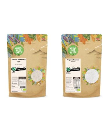 Wholefood Earth Organic Buckwheat Flour 3 kg | Raw GMO Free & Vegan | Certified Organic & Organic Tapioca Starch 2 kg | GMO Free | Vegan | Certified Organic + Tapioca Starch 3 kg (Pack of 1)