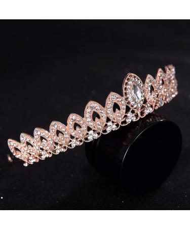 Rose Gold Rhinestone Crystal Tiara Crown for Women - Ideal for Birthday, Pageant, Wedding, or Prom - Buy Online on SooperMarket.com