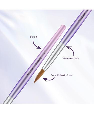 Aokitec Sable Kolinsky Nail Brush #18 - Professional Acrylic Brush for Nail Art | High-Quality Wood Manicure Tool | Violet - Buy Online on SooperMarket.com