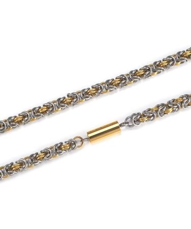 EnerMagiX Titanium Steel Magnetic Necklace for Women and Men - Father's Day Gift (Silver-Gold) - Buy Online on SooperMarket.com