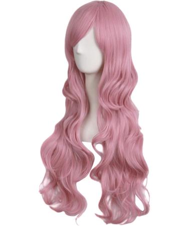 MapofBeauty 28/70cm Long Curly Pink Wig for Women - Charming Full Hair - Buy Online on SooperMarket.com