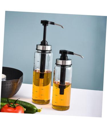 WOFASHPURET Glass Containers for Liquids Coffee Syrup Dispenser Pump Stainless Steel Press Mouth 22.5x6x6cm Black - Buy Online on SooperMarket.com