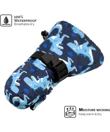 Highcamp Waterproof Snow Mittens for Toddlers XS (3-4 Y) - Dino Design - Buy Online on SooperMarket.com