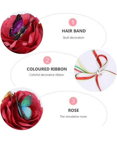 Minkissy Halloween Flower Headband Mexican Rose Flower Crown Skull Headpiece dia de los muertos Flower Crown (Red) - Buy Online on SooperMarket.com