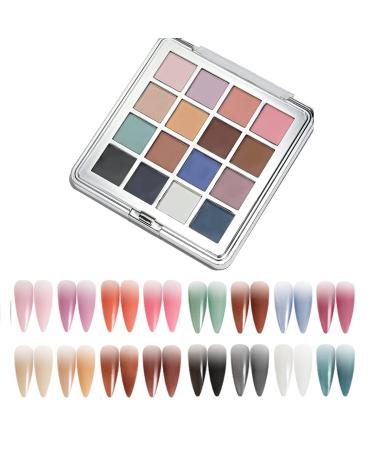 Nail Gradient Powder 16 Color Solid Magic Mirror Chrome Nail Powder Nail Glitter Dust Nail Pigment Powder for Gel Polish Nail Art Decoration (Mix-A)