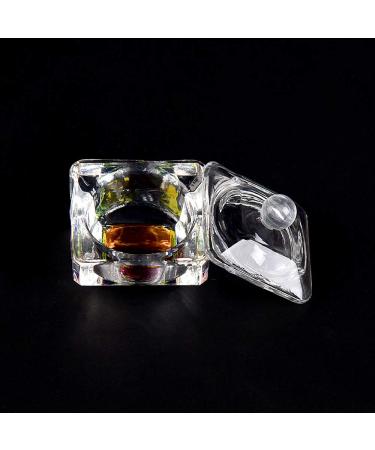 Alexnailart Nail Art Glass Dappen Dish Symphony Crystal Cup Acrylic Liquid Powder Holder with Lid Manicure Tool (Square)