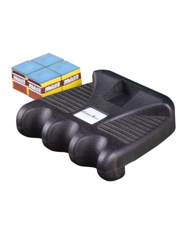 GAMESUN 3 Holes Cue Holder, Weighted Pool cue Holder with 4pcs chalks, cue Sticks Holder