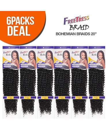 FreeTress Bohemian Braids 20 Synthetic Crochet Hair 6-Pack 1B - 20 Inch - Buy Online on SooperMarket.com