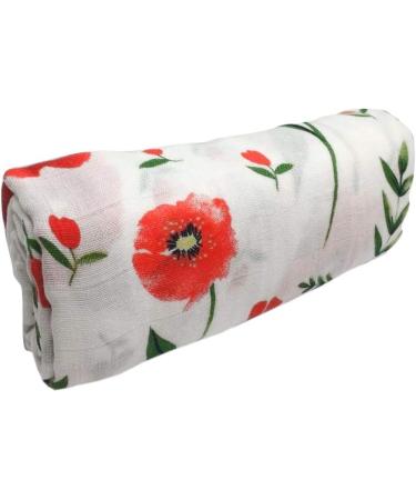 Little English Bamboo/Cotton Large Muslin Blankets - Flower Power Set of 3 - 120cm x 120cm - Luxury Pram Blanket for Swaddling - Buy Online on SooperMarket.com