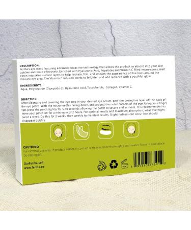 FERIHA Dissolving 2000 Microneedles Eye Patches - Vitamin C, Hyaluronic Acid & Peptides - Advanced BioActive Technology - Anti-Wrinkles, Puffy Eyes, Dark Circles - Instant Results (2 x Pairs) - Buy Online on SooperMarket.com