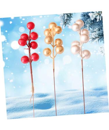 HOMSFOU 60 Pcs Christmas Fruit Christmas Tree Picks Artificial Berry Twigs Diy Floral Art Plant Fake Berry Picks Christmas Holly Decorations Christmas Berry Picks Foam Red Fruit Branch Redx3pcs 17x3cmx3pcs - Buy Online on SooperMarket.com