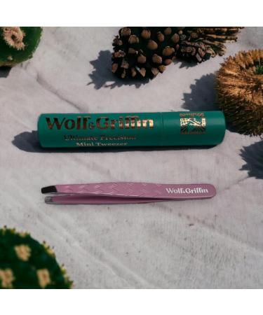 Wolf & Griffin Stainless Steel Precision Mini Tweezers: Professional Slant Eyebrow Tweezers for Men and Women | Grape Smoothie - Buy Online on SooperMarket.com