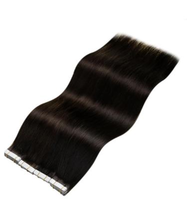 LAAVOO Brown Real Hair Tape Extensions 50cm - 20pcs #2 Dark Brown Invisible Adhesive Extensions | 50g Real Hair Quality - Buy Online on SooperMarket.com
