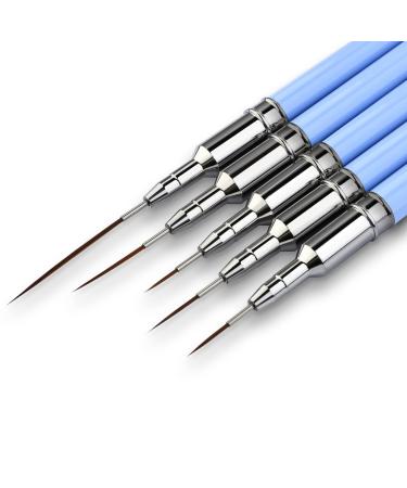 Nail Art Liner Brushes - Eptbsdu 5PC Nail Art Brush for Long Lines, Liner Brush UV Gel Polish Painting Nail Design Brush Metal Handle Nail Drawing Pens, Sizes 7/9/11/15/25mm Pink